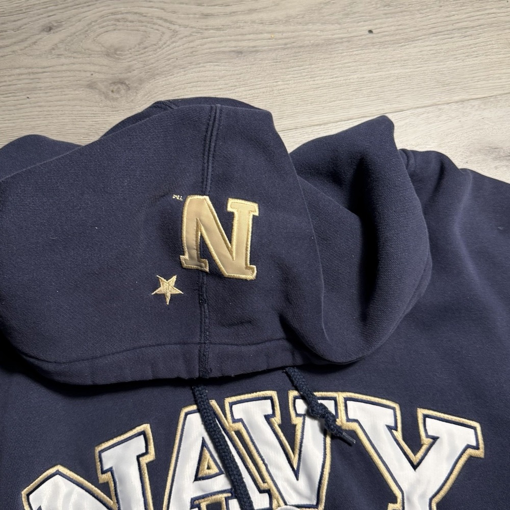 Champion‎ Navy Hoodie XL Spellout Military Pullover - Picture 5 of 8
